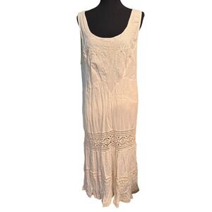 MAGIC 1X White Embroidered Lace Maxi Dress Boho Festival Sleeveless Boutique